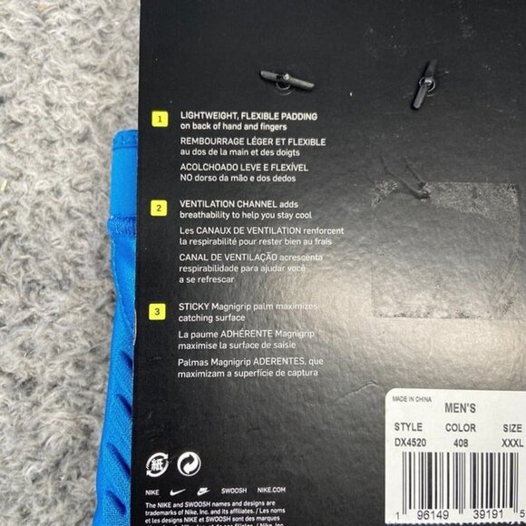 Nike Superbad Padded Football Gloves Size 3XL Men Blue White DX4520-408 - Picture 3 of 3